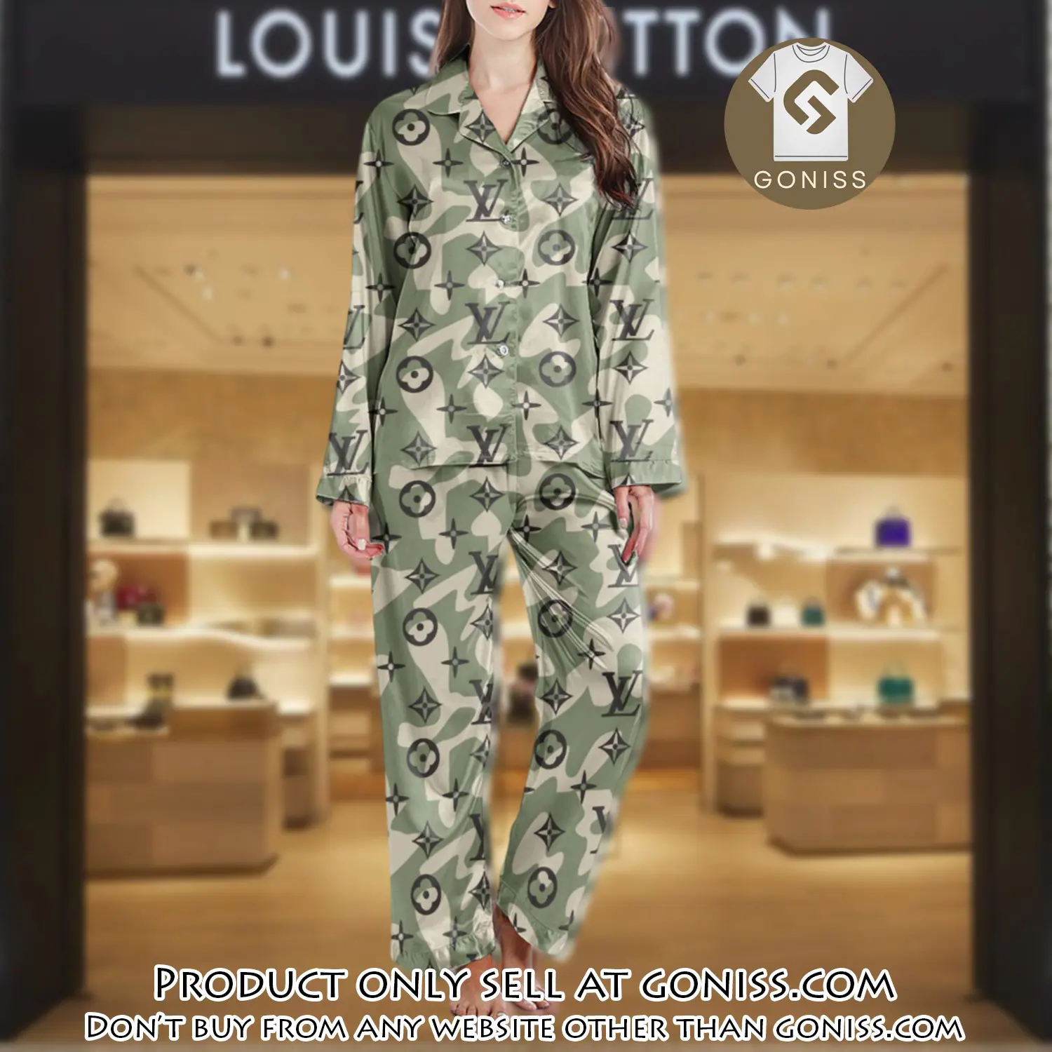 Lv monogram long satin pajama set pjs1004 gn1212771